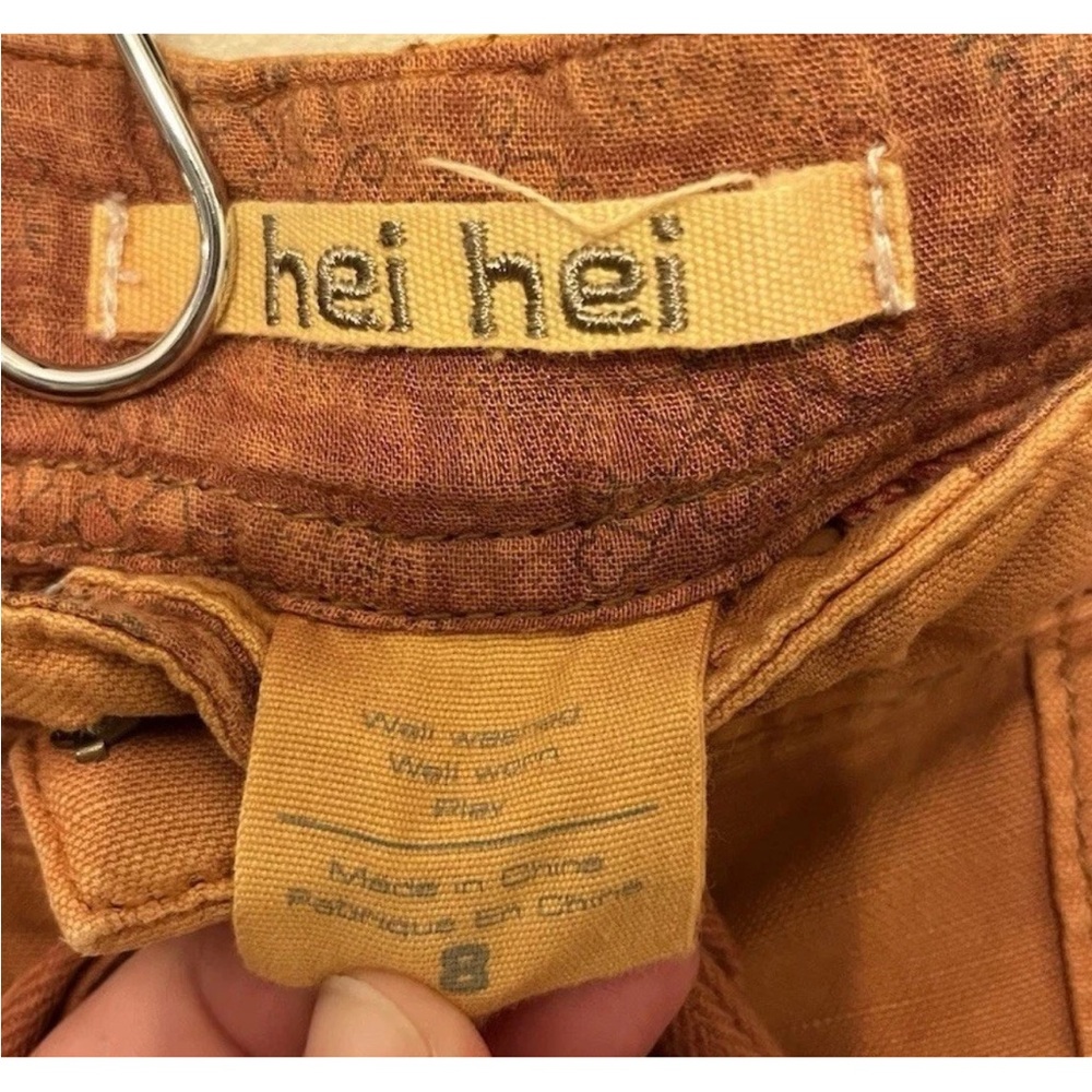 Hei Hei Anthropologie Orange Drawstring Linen Cotton Blend Pants Size 8 EUC - Picture 5 of 8